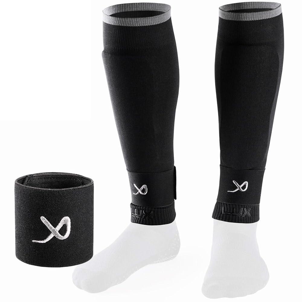 LUX Soccer Sleeves w/FREE Guard Stays for Men/Boys/Youth Compatible w/Soccer Grip Sock