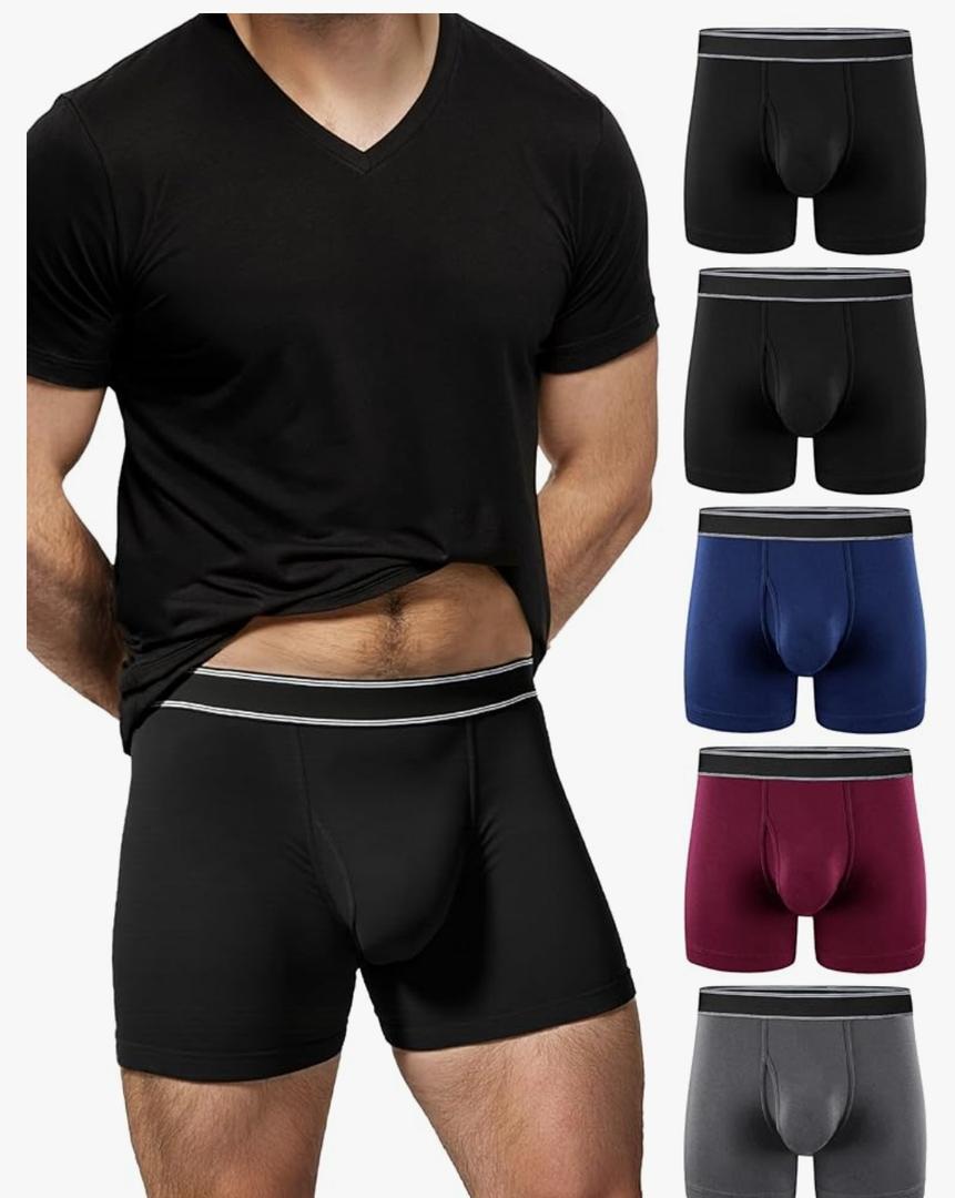 TIICHOO Mens Incontinence Underwear Washable Urinary Leakproof Underwear Cotton Boxer Briefs 100ml Absorbency 5 Pack Large