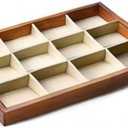 Oirlv 12 Grids Wood Jewelry Organizer Tray Stackable Jewelry Drawer Tray Bracelet/Watch Showcase Display Storage(Creamy-white)