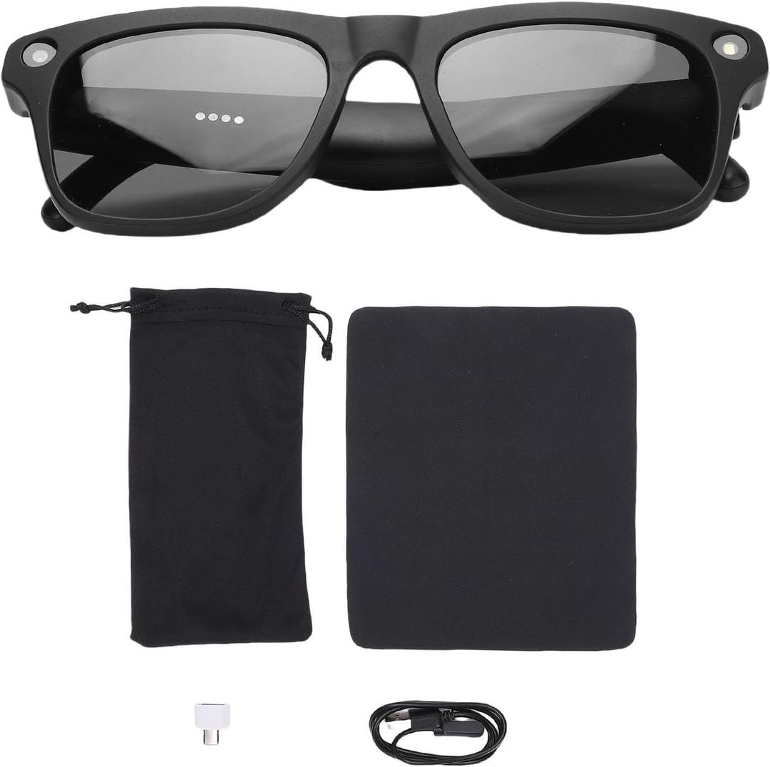 Ciciglow Smart Glasses, Bluetooth AI Translator Glasses with 4K 1080P HD Camera, Flash, Dual Speakers, Music Calling, AI Sound Assistant (Black)