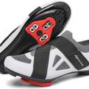 KESCOO Unisex Cycling Shoes Compatible with Peloton Bike & SPD Indoor Outdoor Road Bike Cycling Shoe for Men Women, 1 Hook and Loop Strap, with Delta Cleats Grey 41