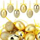 Soulchen 24 Pcs Gold Easter Eggs Tree Decorations Glitter Egg Hanging Ornaments for Easter Basket Home Spring Tree Decoration Party Supplies Favors
