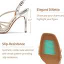 HARENCE Heels for Women Stilettos Sandals: Square Open Toe Strappy High Heeled Ankle Strap Rhinestone Dress Shoes for Wedding Prom Party Bridesmaid (Silver), 40.5
