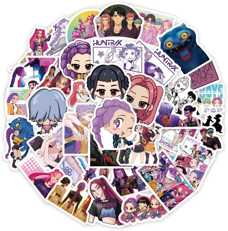 Demon Movie Hunters Stickers,74PCS Korean Idol Anime Style Stickers for Water Bottles,Waterproof Vinyl Decal for Teen Girl Adult Laptop Skateboard Phone Case Guitar Travel Case Bike Notebook