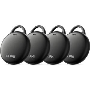 Air Tracker Tags-4 Pack (iOS Only), Bluetooth Tracker for Apple Find My App | Replaceable Battery, IP67 Waterproof，Key Finder and Item Locator Smart Tag for Luggage, Backpack, Suitcases, Pets (White)