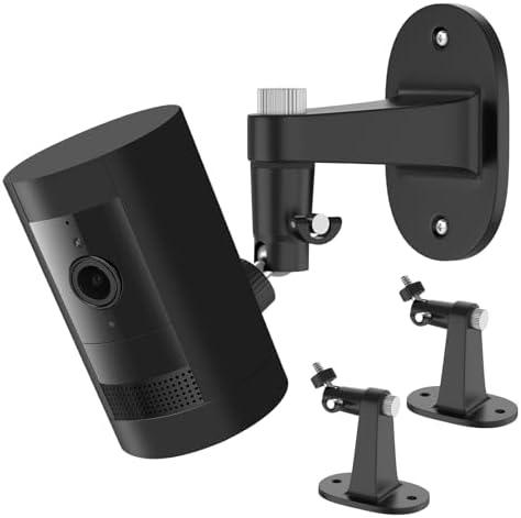 2Pack Ring Camera Wall Mount for Ring Stick Up Cam & Ring Outdoor Cam Plus, 360 Degree Adjustable No Drilling Mount for Ring Outdoor Indoor Camera(Black)