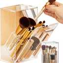 Makeup Brush Organizer With Lid,Thickened Acrylic Brush Holder Dust ProofEasy To Take,Makeup Brush Storage For Vanity Suitable For Shanks Less Than 0.78 In