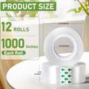2 x 12 Rolls Transparent Tape Clear Tape Refills Rolls Stationery Tape for Home, School and Office, 3/4 x 1000 Inches, 1 Inch Core