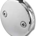 Dual Hole Bathtub Drain Overflow Plate with Two Matching Screws, Easy to Install, Plated Chrome