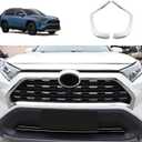 Front Grille Stripe Cover Compatible With Toyota RAV4 2025 2024 2023 2022-2019 Front Bumper Grille Strip Frame Trim Car Accessories 2PCS(Glossy Chrome Style) Not For Adventure