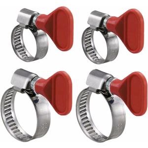 Wideskall 4 Pieces Key Type Twist Adjustable Stainless Steel Hose Clamp Set Kit (1" + 1-1/2")
