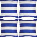 4 Pack Waterproof Pillow Covers Outdoor Throw Pillowcases Decorative Garden Cushion Case for Home Garden Patio Couch Balcony Striped (18 * 18 inch, Blue & White)