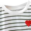 SOLY HUX Toddler Girl's Striped Print Short Sleeve Tee Shirts Heart Crewneck Cute Summer Tops (White)