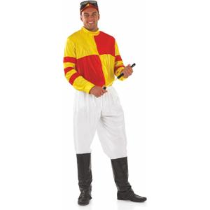 fun shack Horse Jockey Costume for Men, Adult Jockey Halloween Outfit, Equestrian Theme Dress-Up Costume (Small, Red)
