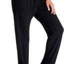 ASIMOON Women's Yoga Pants Soft Comfy Stretch Loose Straight Casual Athletic Pants Running Workout Lounge Pants with Pockets (Medium, Black)