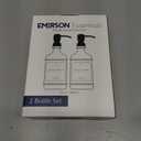 Emerson Essentials Soap Dispenser, Dish Soap Dispenser, Soap Dispenser Bathroom Set, Hand Soap Dispenser, Kitchen Soap Dispenser Set, Glass Soap Dispenser with Pump and Labels | 16 Oz 2-Pack (Amber | Black)