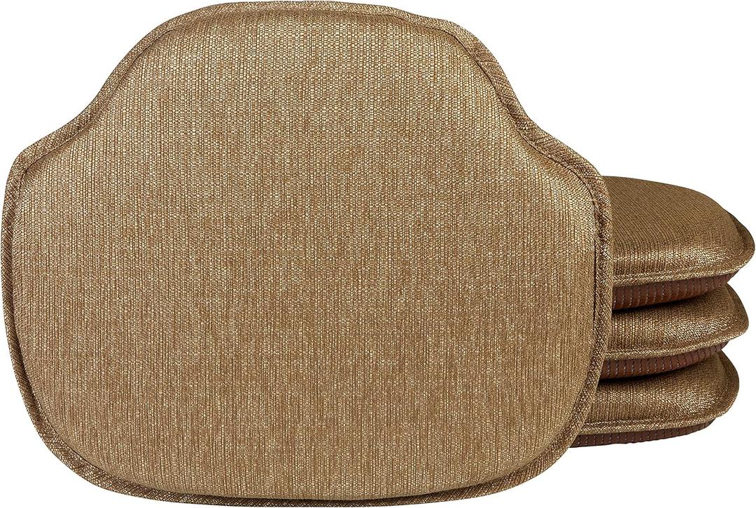 Klear Vu Gripper Omega Non-Slip Windsor Chair Cushions with Skid-Proof Seat Pad for Dining Room, Kitchen, and Office Use, 16x15 Inches, 4 Count (Pack of 1), Gold