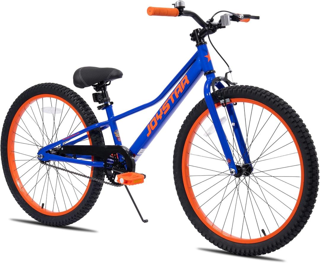 JOYSTAR 24" Kids Mountain Bike with Kickstand for Ages 8-12 Years Blue