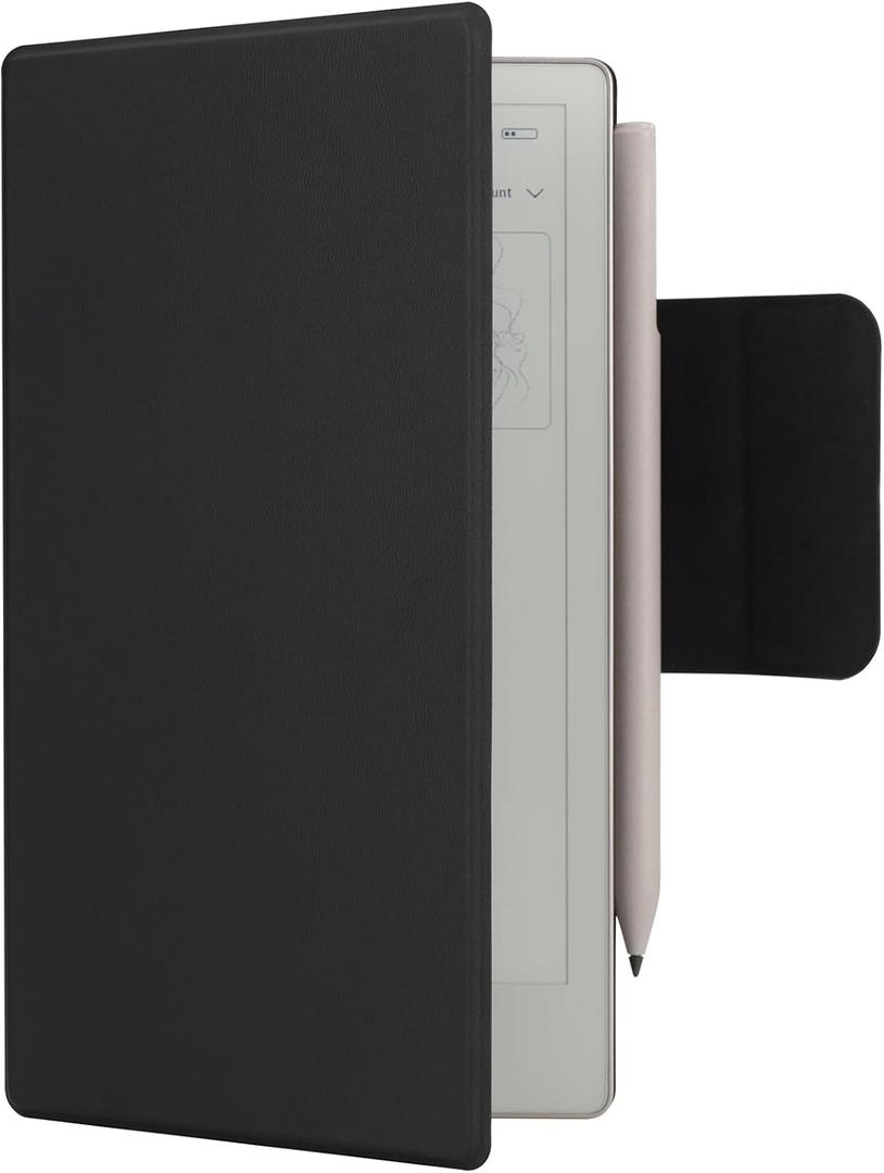 WALNEW Case for Remarkable Paper Pro Move 7.3" (2025), Magnetic Auto Wake/Sleep Smart Folio Cover, Slim PU Leather Remarkable Paper Pro Move Case with Pen Holder (Black)