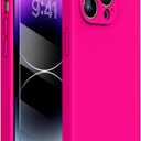 Miracase Designed for iPhone 14 Pro Max Phone Case with Screen Protector,[Upgraded Enhanced Camera Protection],Shockproof Liquid Silicone Case with Microfiber Lining,6.7 inch, Hot Pink