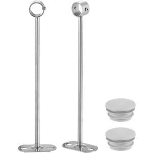 uxcell 4Pcs 300mmCloset Rod Support Bracket, Rod Holder Wardrobe Accessories Clothes Rail Seat for Bedroom Bathroom, Silver