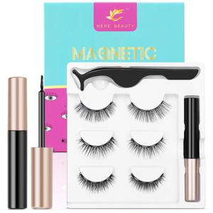 2021 Upgraded Magnetic Eyelashes and Eyeliner Kit, Magnetic Eyeliner with Natural Look Reusable Premium Magnetic Eyelashes Athena 3 pairs NERE BEAUTY
