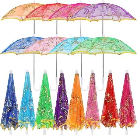 Sanwuta 8 Pcs Sequins Lace Indian Umbrella Handmade Designer Embroidery Retro Boho Pagoda Parasols for Wedding Party Outdoor(Multicolored,20.87 Inches)