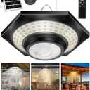 Solar Shed Light Outdoor Indoor, 228LED Solar Indoor Lights Daytime  3 Color Temperature/Motion Sensor/5 Lighting Modes for Shed, Gazebo, Garage (Black-1Pack)