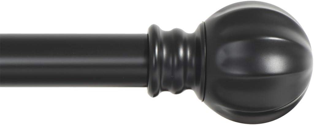 Ivilon Curtain Rod with Ball Finials - 1 inch Pole. 28 to 48 Inch. Black