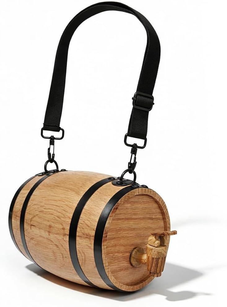 St Bernard Rescue Barrel Collar for Medium & Large Dogs, 500ml Mini Keg with Adjustable Hoops, Saint Bernard Whiskey Barrel Collar for Pet Accessories