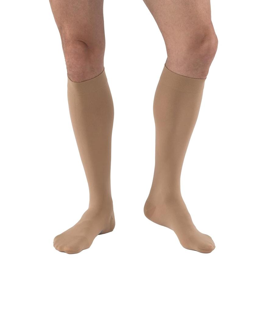 JOBST Relief Knee High Graduated Compression Socks 20-30mmHg - Comfortable Unisex Design with Silicone Dot Band - Closed Toe, Beige, X-Large