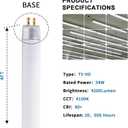 F54T5/841/HO Fluorescent Light Bulb, 46 Inch, T5 54 Watt Replacement Tube, 4100K Cool White, 4200 Lumens, High Output, G5 Bi-Pin Base, 4FT T5 Grow Light Bulbs - 5 Pack