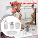 4pcs Bathroom Accessories Set, Toothbrush Holder Tooth Mug Soap Dish Liquid Bottle Bathroom Set Shower Countertop Vanity Organizer(Black)