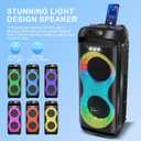 Bluetooth Karaoke Speaker with 2 Wireless Microphones 40W Portable PA System with LED Lights, TWS Pairing, 6.5 Dual Woofers, Rolling Wheels, Rechargeable Battery - for Party/Home/Outdoor