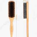 100% Boar Bristle Peach Wood Slick Back Hair Brush | Natural Wooden Styling Tool to Restore Shine, Control Frizz, Smooth Flyaways | Teasing to Add Volume | Sleek Ponytails, Buns & Men's Beard Grooming