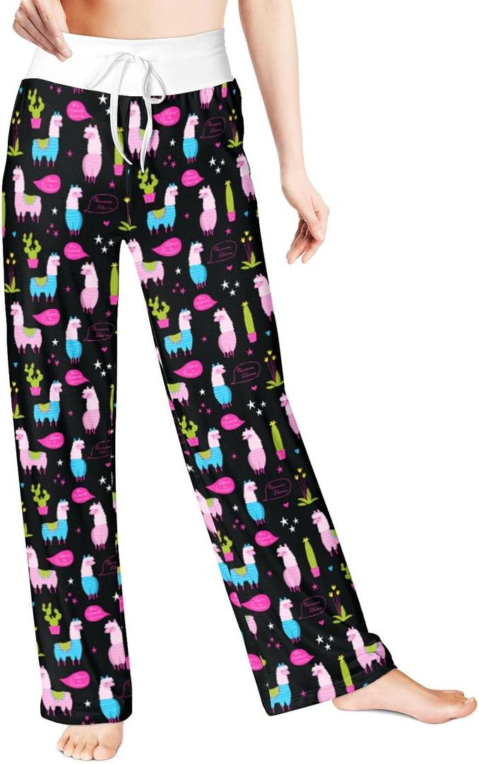 Womens Comfy Pajama Pants Wide Leg Drawstring Palazzo Lounge Pants Casual Pjs Sleepwear, XL