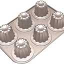 Pack Of 2, Cannele Mold Nonstick Muffin Cupcake Pan Carbon Steel Canele Cake Baking Tray French Pastry Mould 6 Cups for Making Mini Bread Cheesecake Dessert 