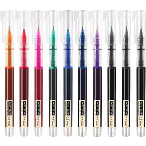 WRITECH Rolling Ball Quick Dry 0.5 mm Extra Fine Point 10 Pcs Liquid Rollerball Multicolor (Multicolor)