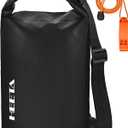 HEETA Waterproof Dry Bag for Women Men (Upgraded Version), Roll Top Lightweight Dry Storage Bag Backpack with Emergency Whistle for Travel, Swimming, Boating, Kayaking, Camping, Beach (Black, 5L)
