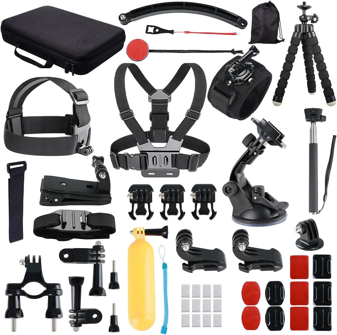 Action Camera Accessory for GoPro Hero 12/11/10/9/8/7/6/5 DJI Osmo Action 5 Pro/Action 4 / Action 3, AKASO EK7000 Insta360 X2 X3 DBPOWER APEMAN Yi VicTsing