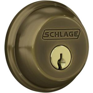 Schlage B60 N 609 Deadbolt, Keyed 1 Side, Highest Residential Security, Antique Brass