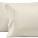 Pizuna Pure 100% Cotton Pillow Cases Queen Size Set of 2 New Ivory, 800 Thread Count Long Staple Cotton Thick Sateen with Stylish 4inch Hem (Combed New Ivory Cotton Pillow Cases Queen)