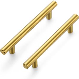Ravinte Gold Cabinet Handles 10 Pack 3-3/4 Inch Cabinet Pulls Brushed Brass Kitchen Cabinet Handles Modern Drawer Pulls Gold Hardware for Kitchen Cabinet