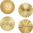 4Pcs 10 Inch Gold Wall Art Decor Modern Metal Hanging Artwork Decor for Living Room Radial Plate Wall Art Decorations for Home Living Room