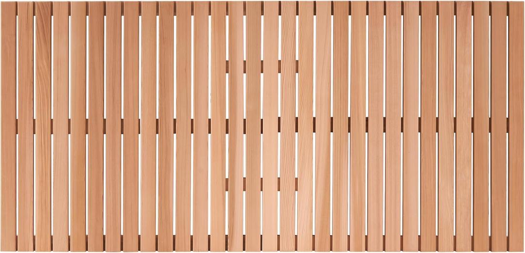 bingaai Cedar Wood Shower Mat 59" × 29.53", Cedar Wooden Bath Mats, Wood Bath Mat for Inside or Outside Shower, Cedar Sauna Floor Mat Extra Large, Non-Slip Shower Platform