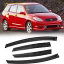Window Visor for 2003-2008 Pontiac Vibe/Toyota Matrix, Out-Channel Rain Guards Shields Vent Deflector Shade Wind Dark Smoke 2004 2005 2006, Tape-On Outside-Mount, 4PCS