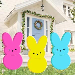 24in Bunny Yard Sign Stakes - Outdoor Lawn Decorations for Easter Party Supplies