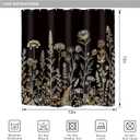 Riyidecor Black Gold Floral Wildflower Shower Curtain for Bathroom Decor 72Wx72H Golden Flower Botanical Plants Boho Vintage Rustic Art Printed Fabric Polyester Waterproof Women Girl Girly