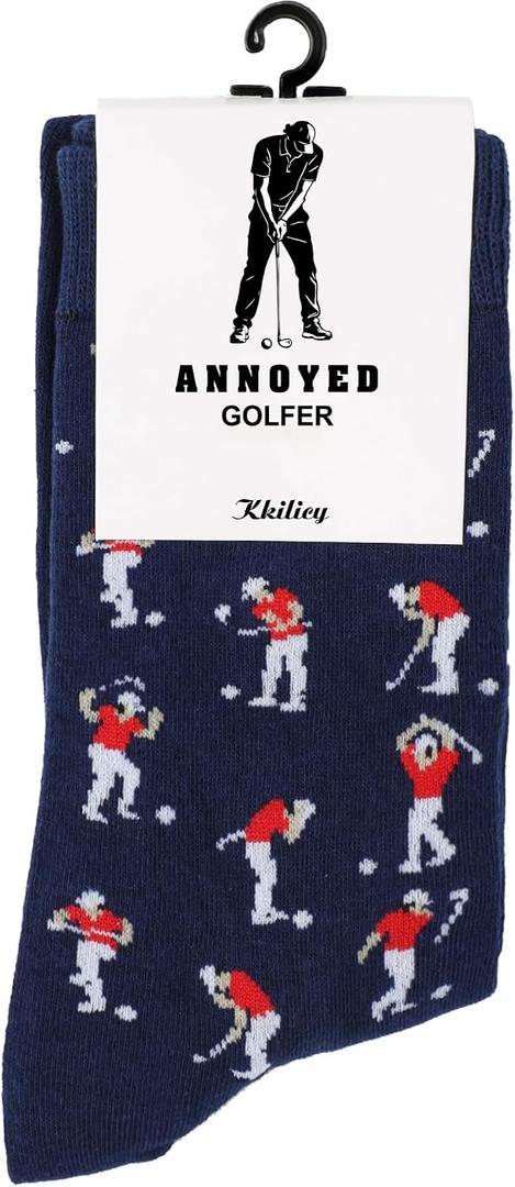 Annoyed Golf Socks for Men,Christmas Stocking Stuffers Gift for Dad Husband, Funny Golf Accessories Gifts for Men (Blue)