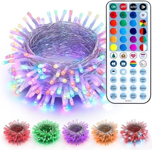Brizled RGB Christmas Lights, 66ft 200 LED Color Changing Christmas Light with Remote, Dimmable Xmas Lights Outdoor Indoor Waterproof Mini String Light, Xmas Tree Lighting for Tree Halloween Party